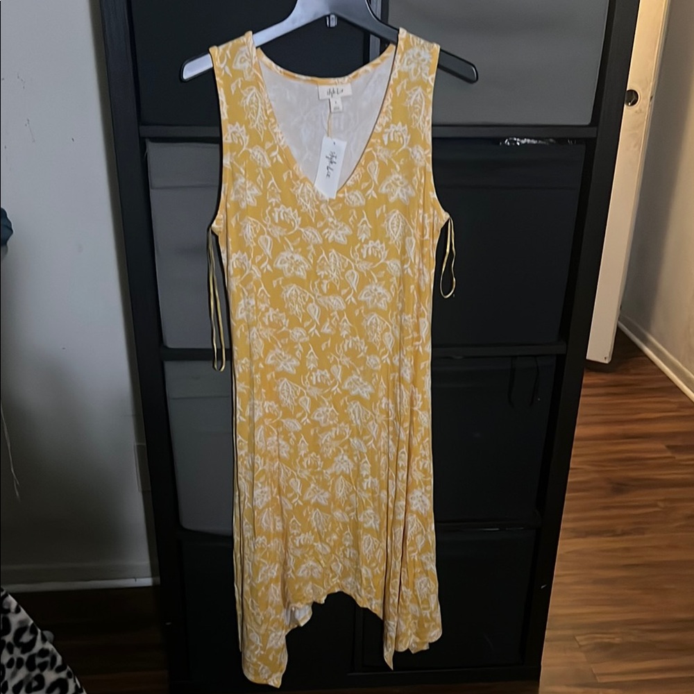 Yellow Floral Sleeveless Dress